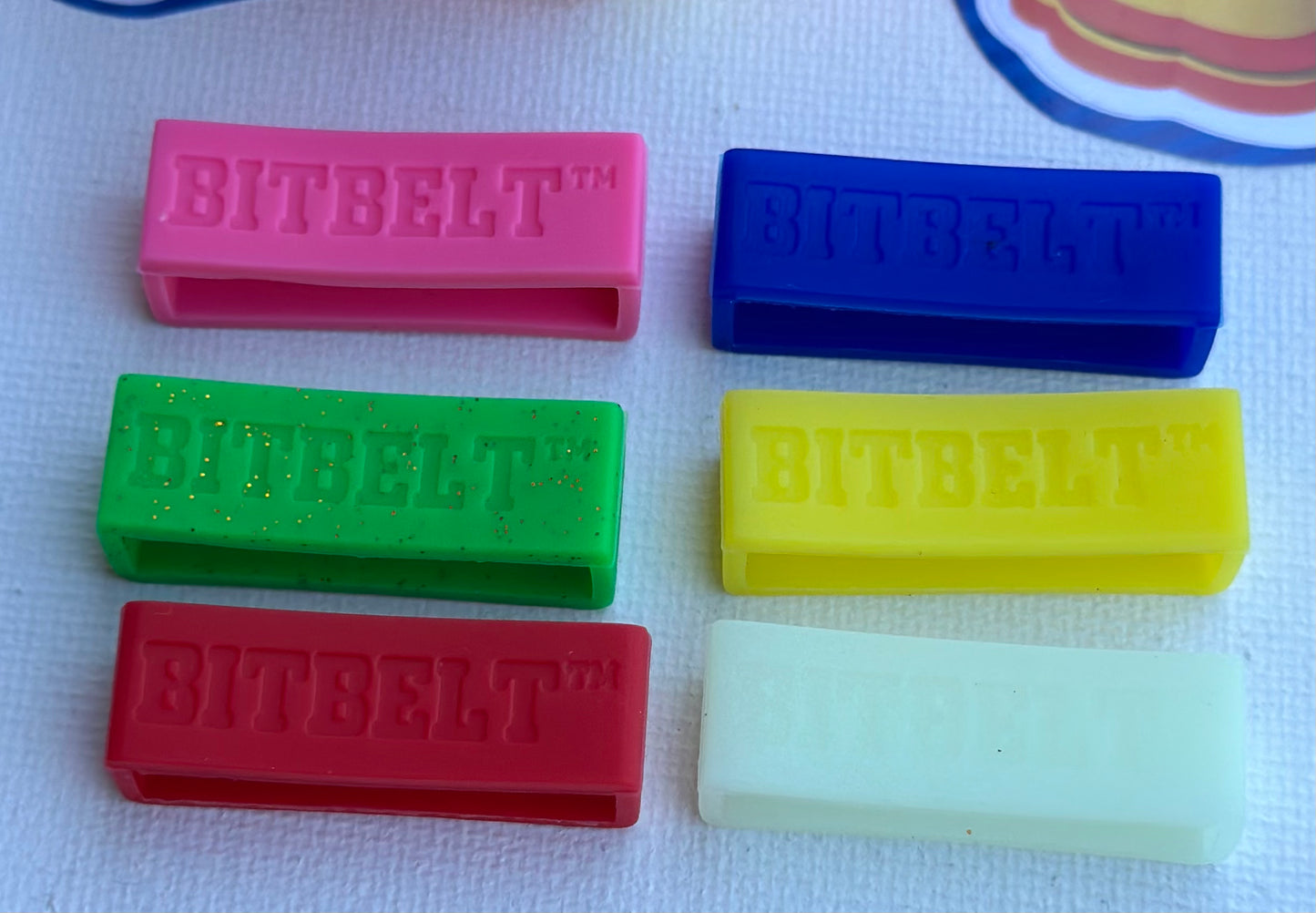Bitbelt XL 6 pack : Red, Blue, Pink, Green with glitter, Yellow, Clear glow in the dark(Protect your Nintendo’s Power-Up Band)