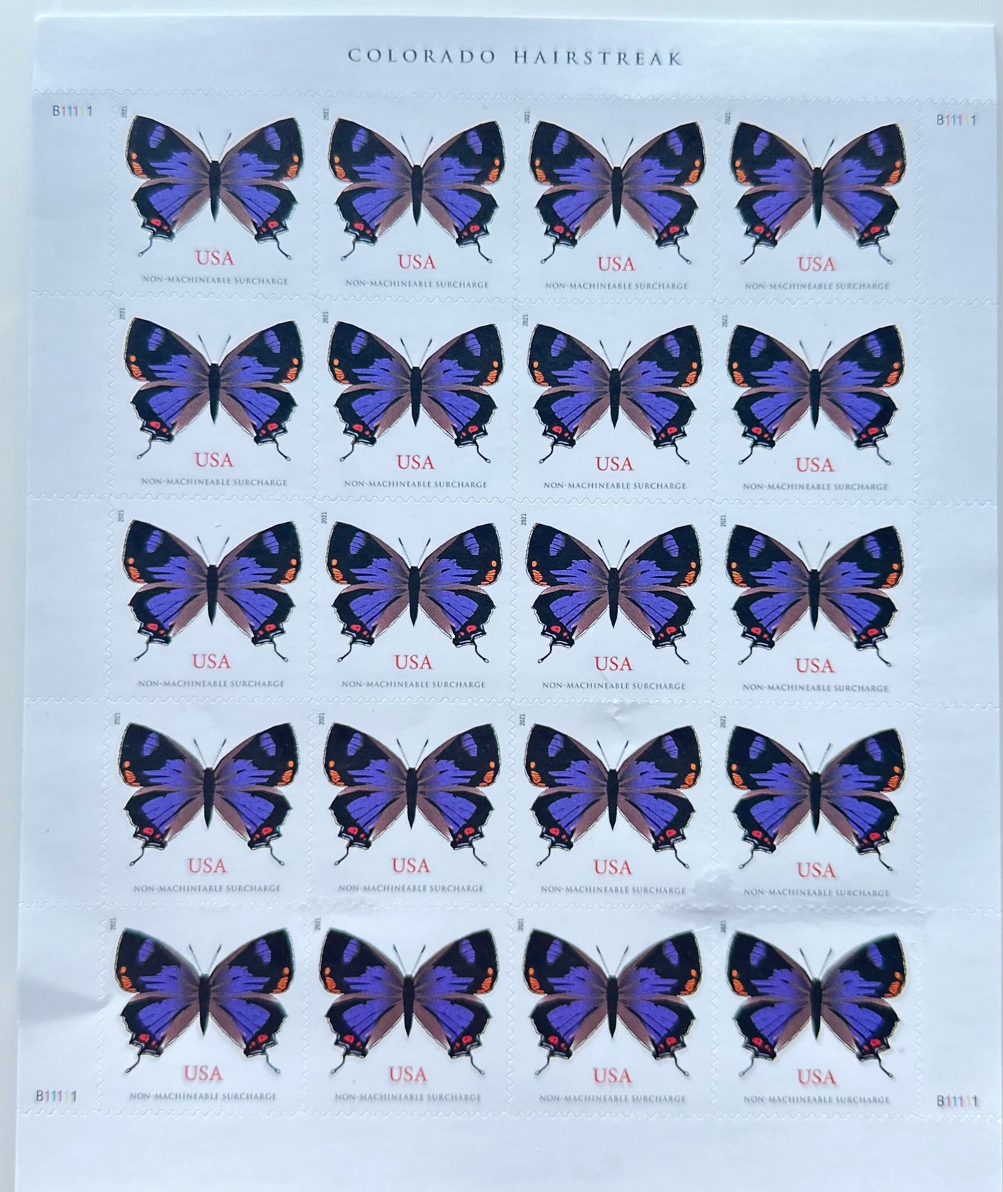 20 Non-Machineable Stamps*** Colorado Hairstreak Butterfly Design