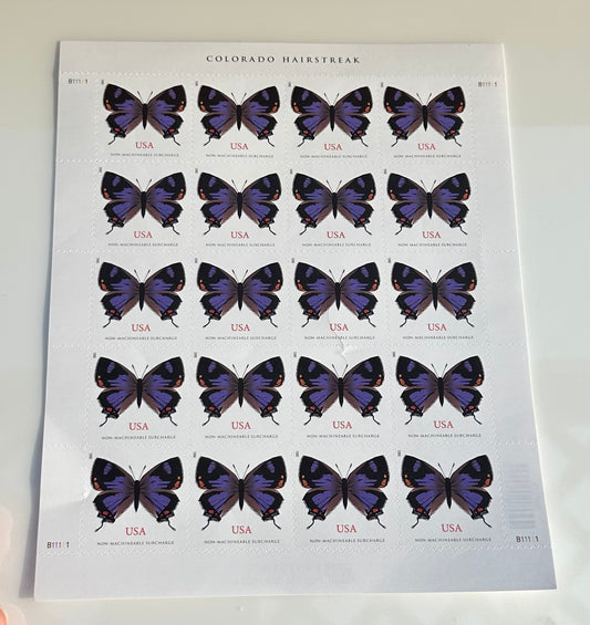 20 Non-Machineable Stamps*** Colorado Hairstreak Butterfly Design
