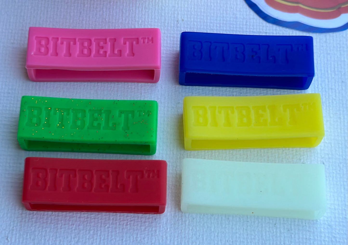 Bitbelt XL 6 pack : Red, Blue, Pink, Green with glitter, Yellow, Clear glow in the dark(Protect your Nintendo’s Power-Up Band)